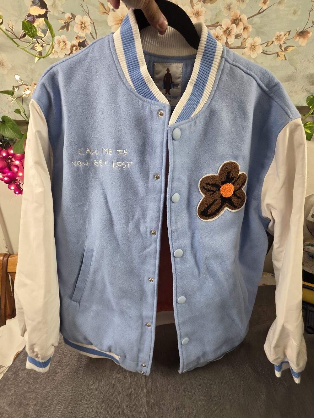 Golf Le Fleur* Call Me If You Get Lost Varsity Jacket Bkue  Size Medium